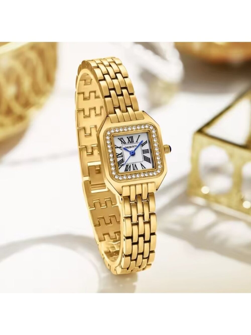 Panthere Classic Gold Crystal Stainless Steel Gold Watch